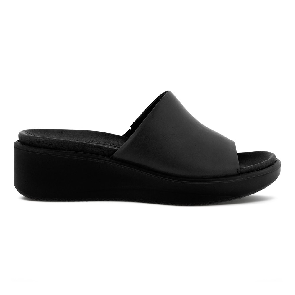 Womens Sandals - ECCO Flowt Lx Wedge - Black - 4235HVQPG